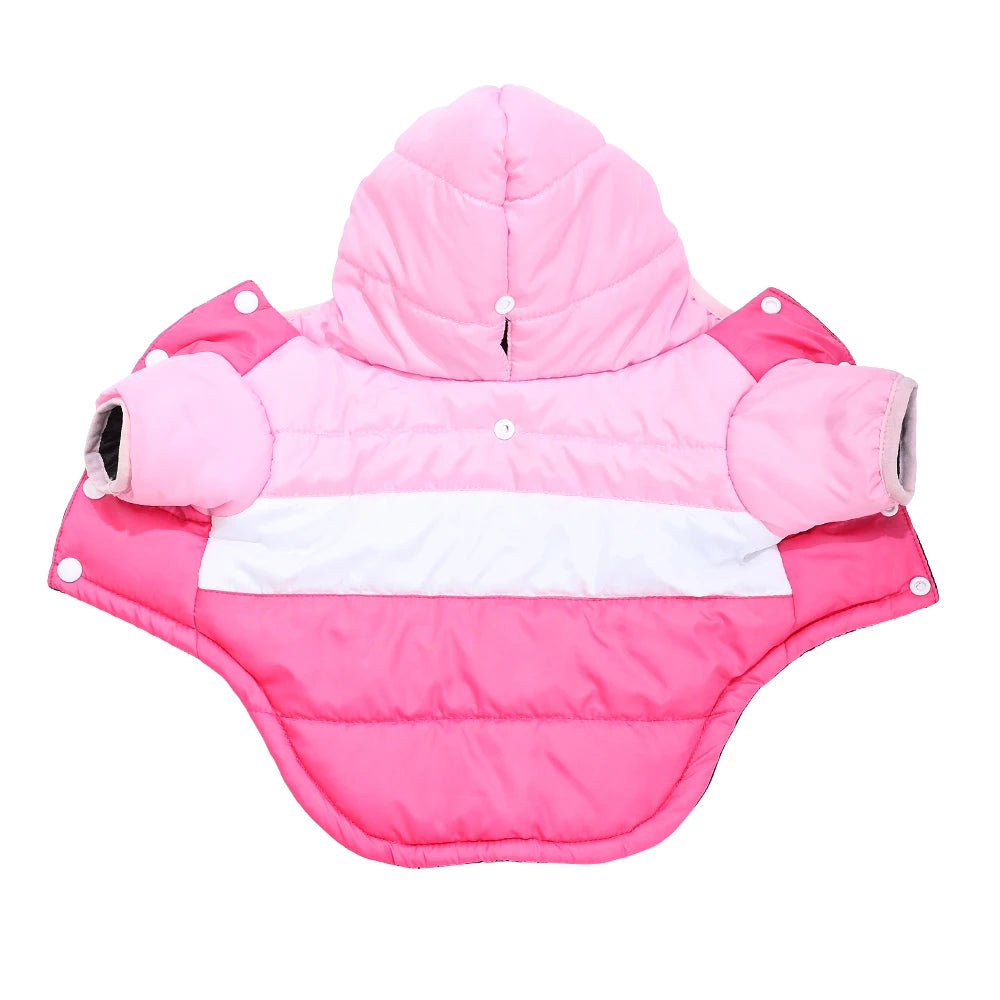 Winter Hooded Dog Coat With Warm Padding And Leash Hole