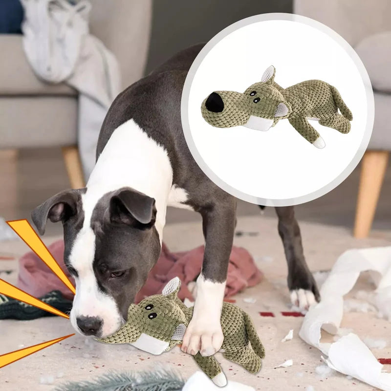 Durable Nylon And Plush Squeaky Chew Toy For Aggressive Dogs