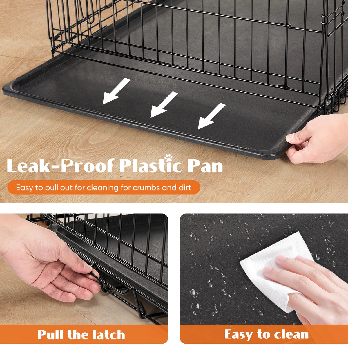 Jhk Heavy Duty Metal Wire Dog Kennel With Leak Proof Tray