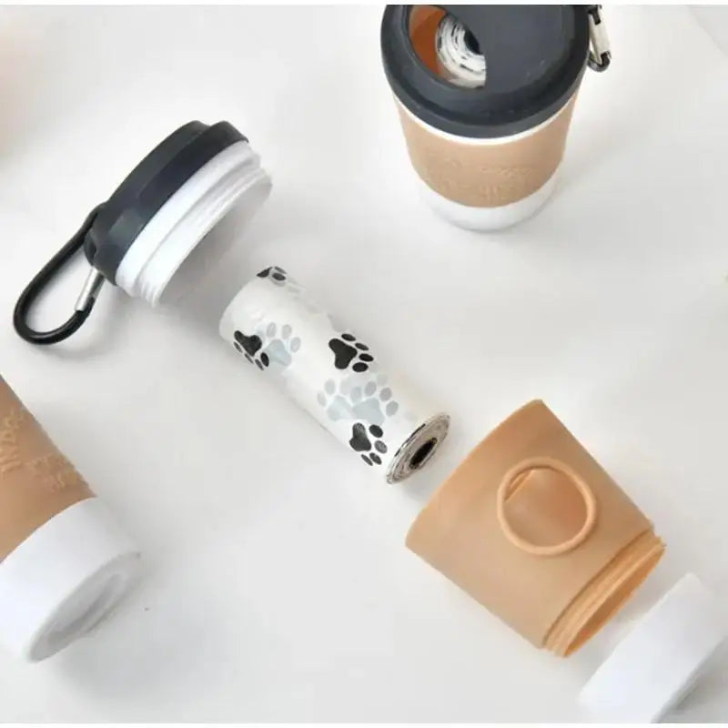 Portable Coffee Cup Dog Poop Bag Storage Dispenser For Walking
