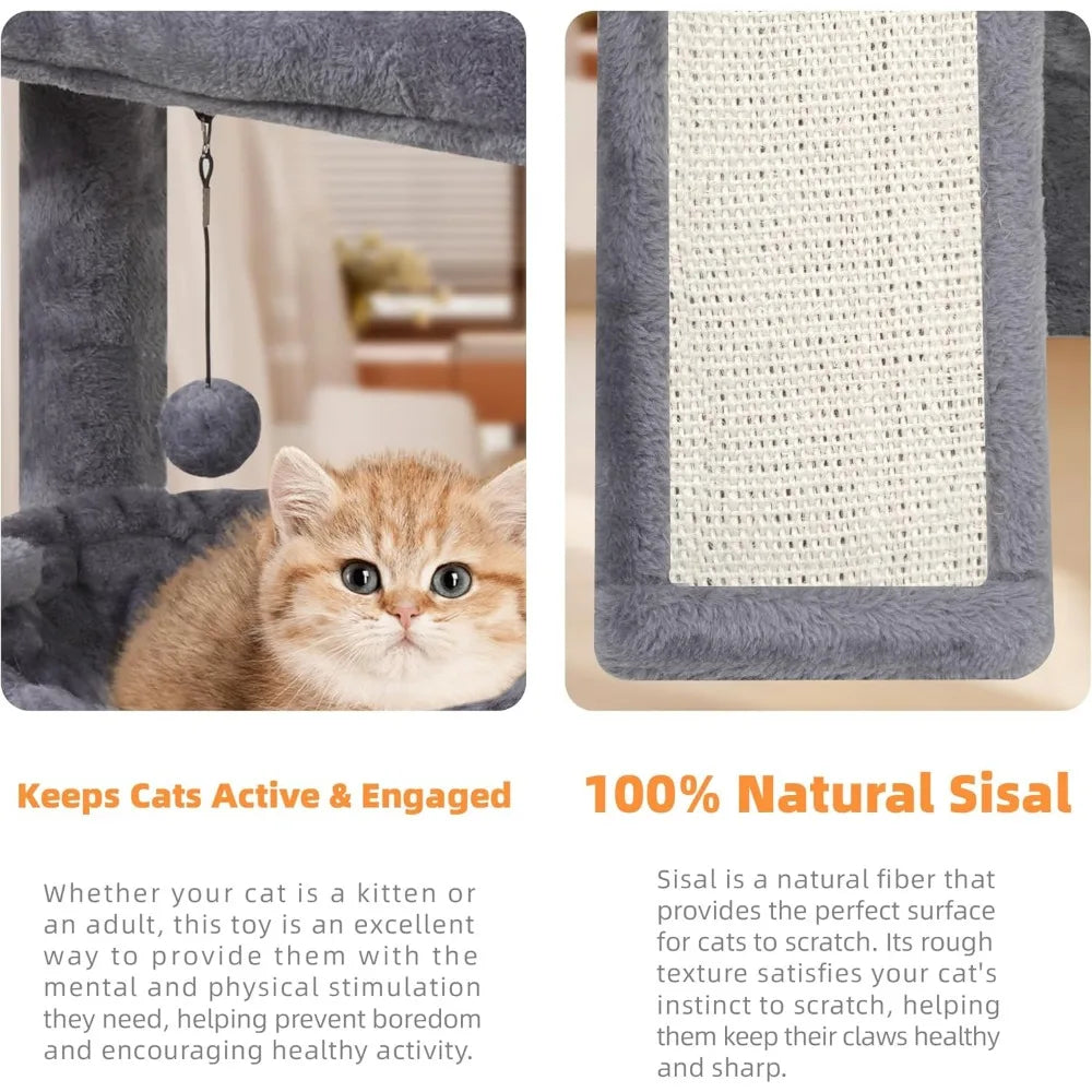 NBVCX Indoor Cat Tower with Scratching Post and Hammock Toys