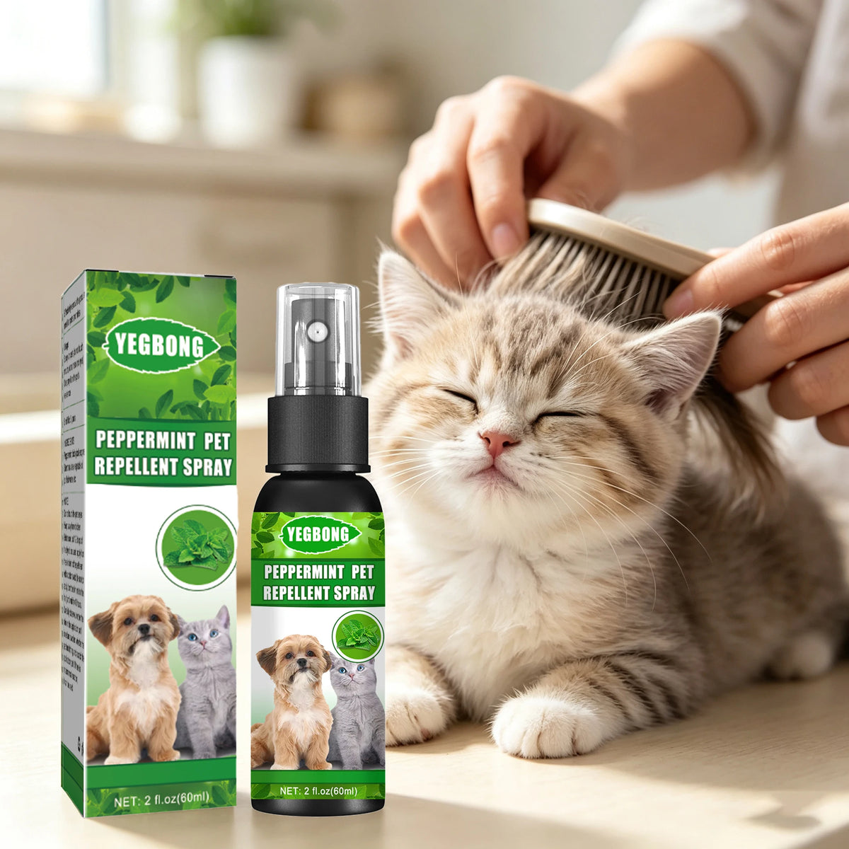 Yegbong Mint Pet Flea Repellent Spray Natural Deodorizing Formula