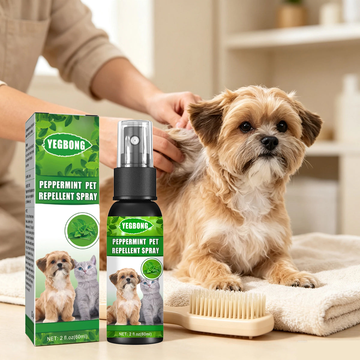 Yegbong Mint Pet Flea Repellent Spray Natural Deodorizing Formula