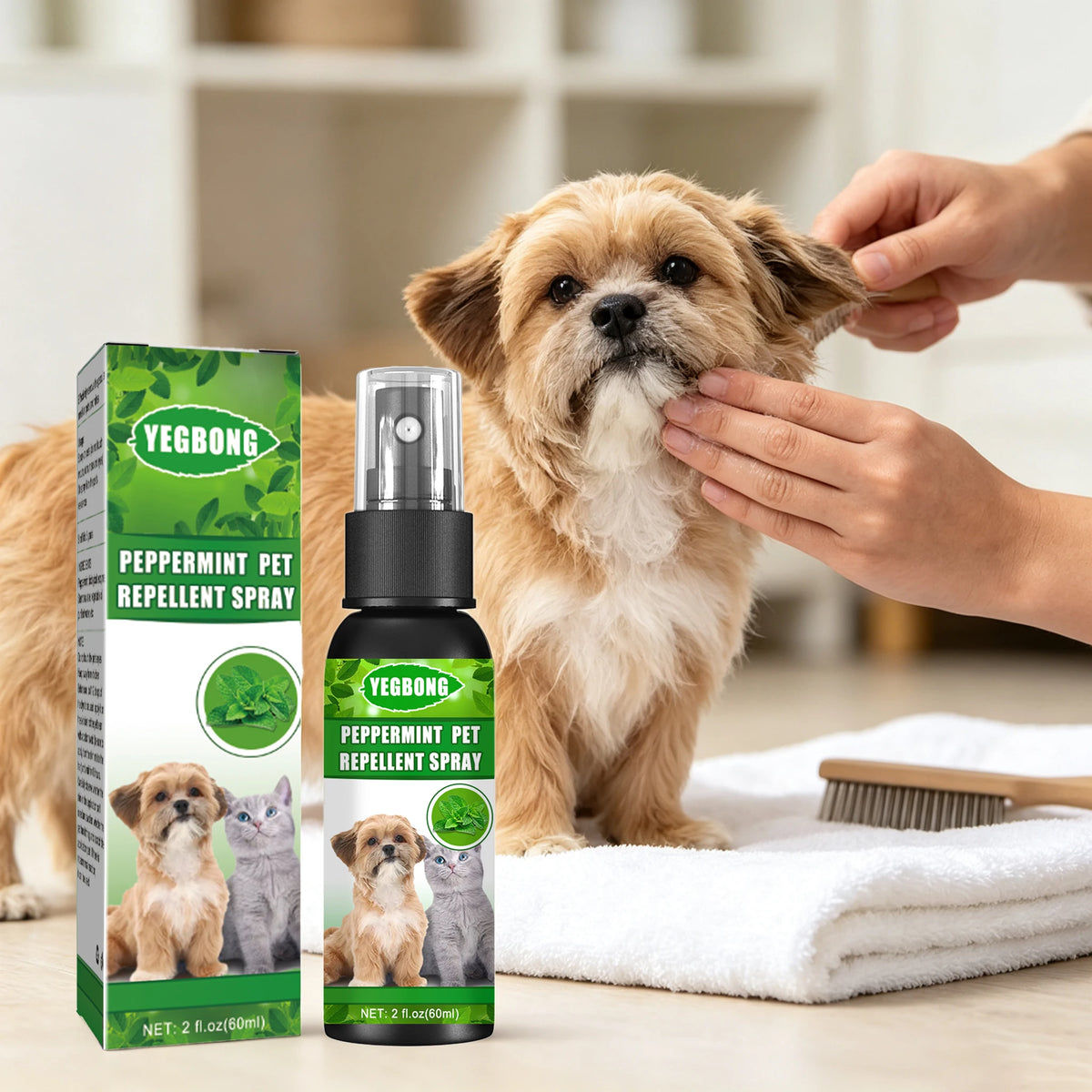 Yegbong Mint Pet Flea Repellent Spray Natural Deodorizing Formula