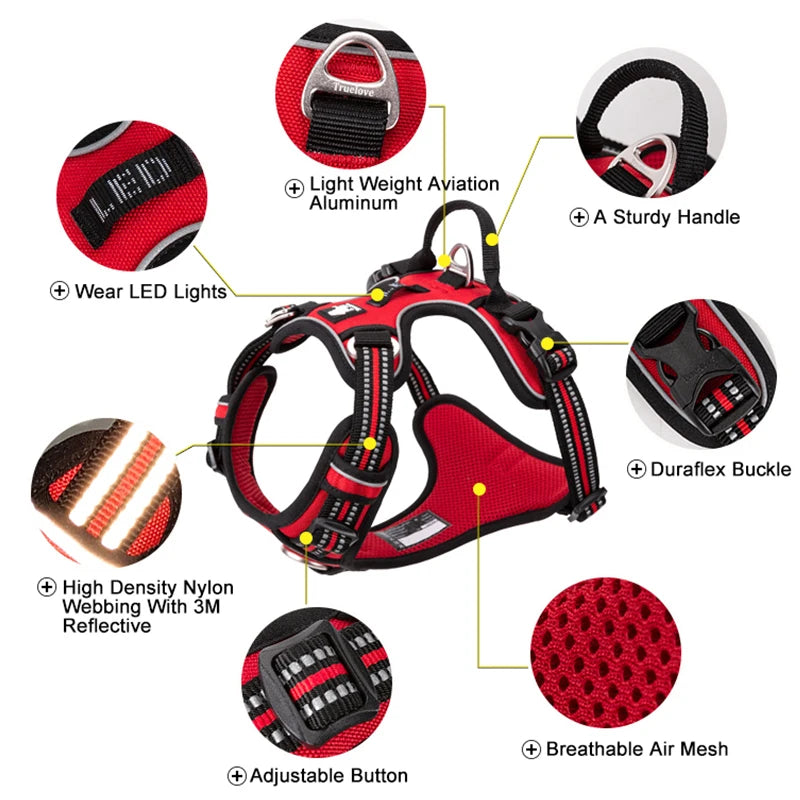 TRUELOVE Reflective Adjustable No Pull Dog Harness for Walking Safety