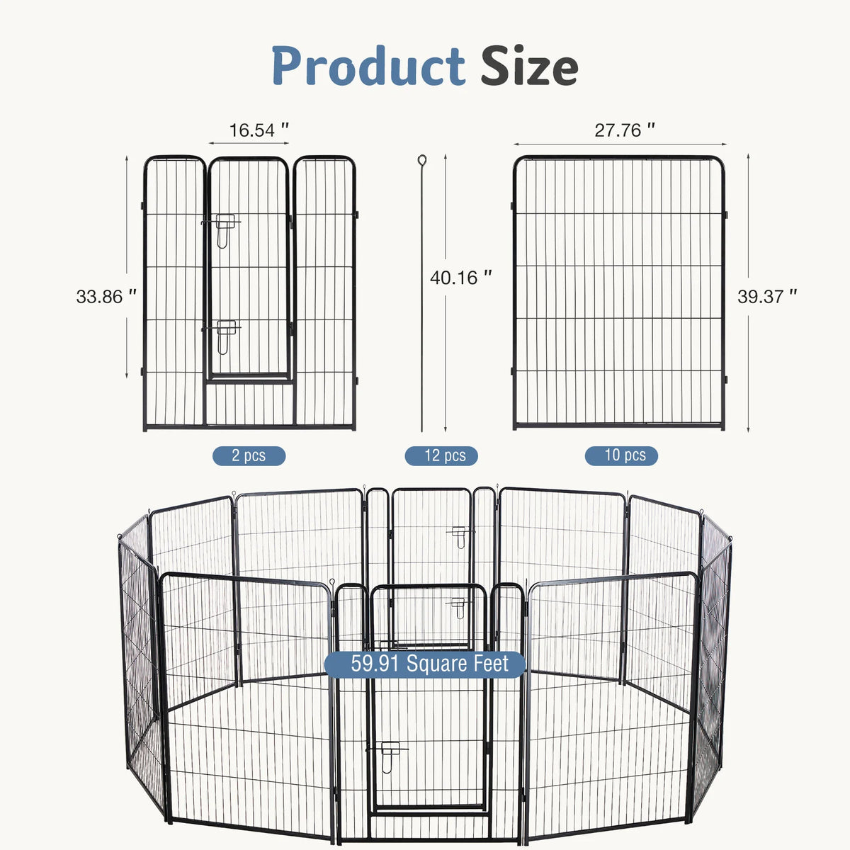 JHK Foldable Metal Dog Playpen For Pets And Puppies