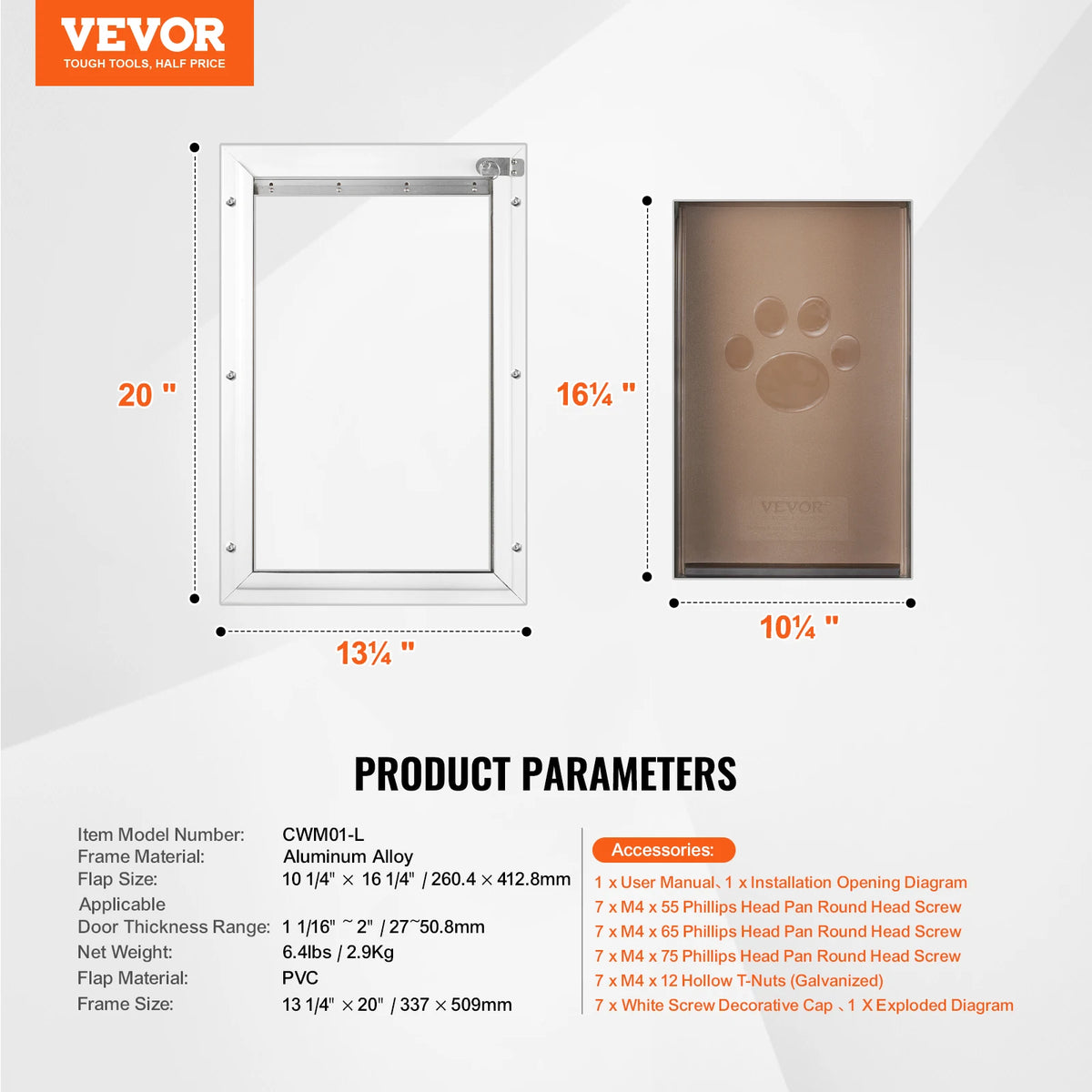Premium Aluminum Pet Door With Secure Lock And Weatherproof Flap