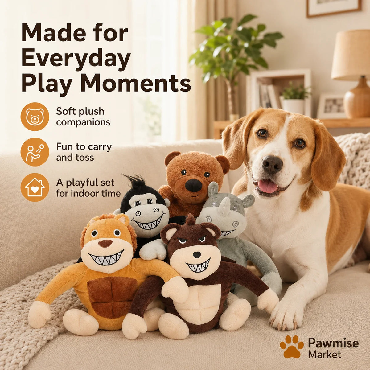 Premium Plush Squeaky Pet Toy Set For Dogs And Cats