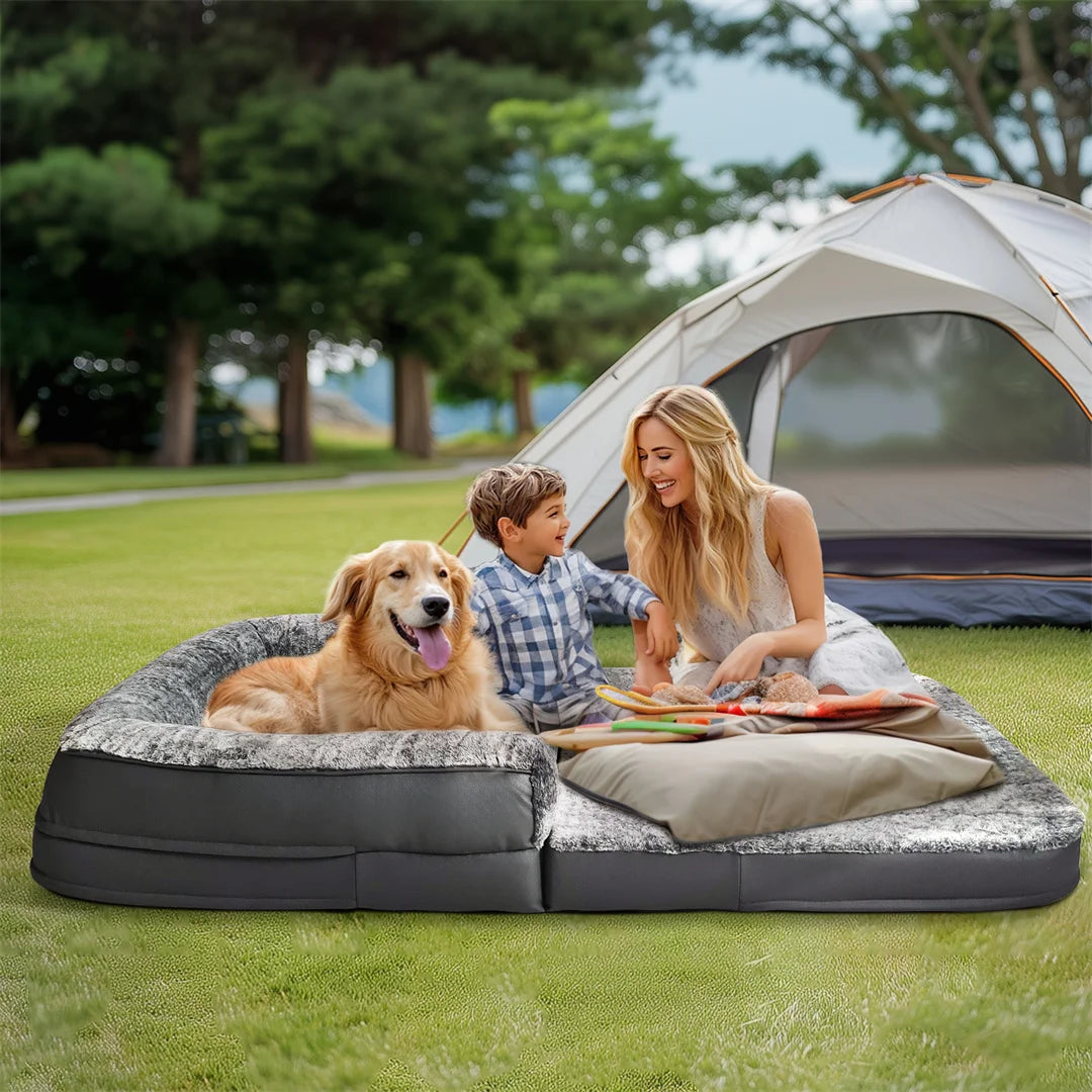 Bingopaw Foldable Giant Calming Dog Bed With Plush Orthopedic Cover