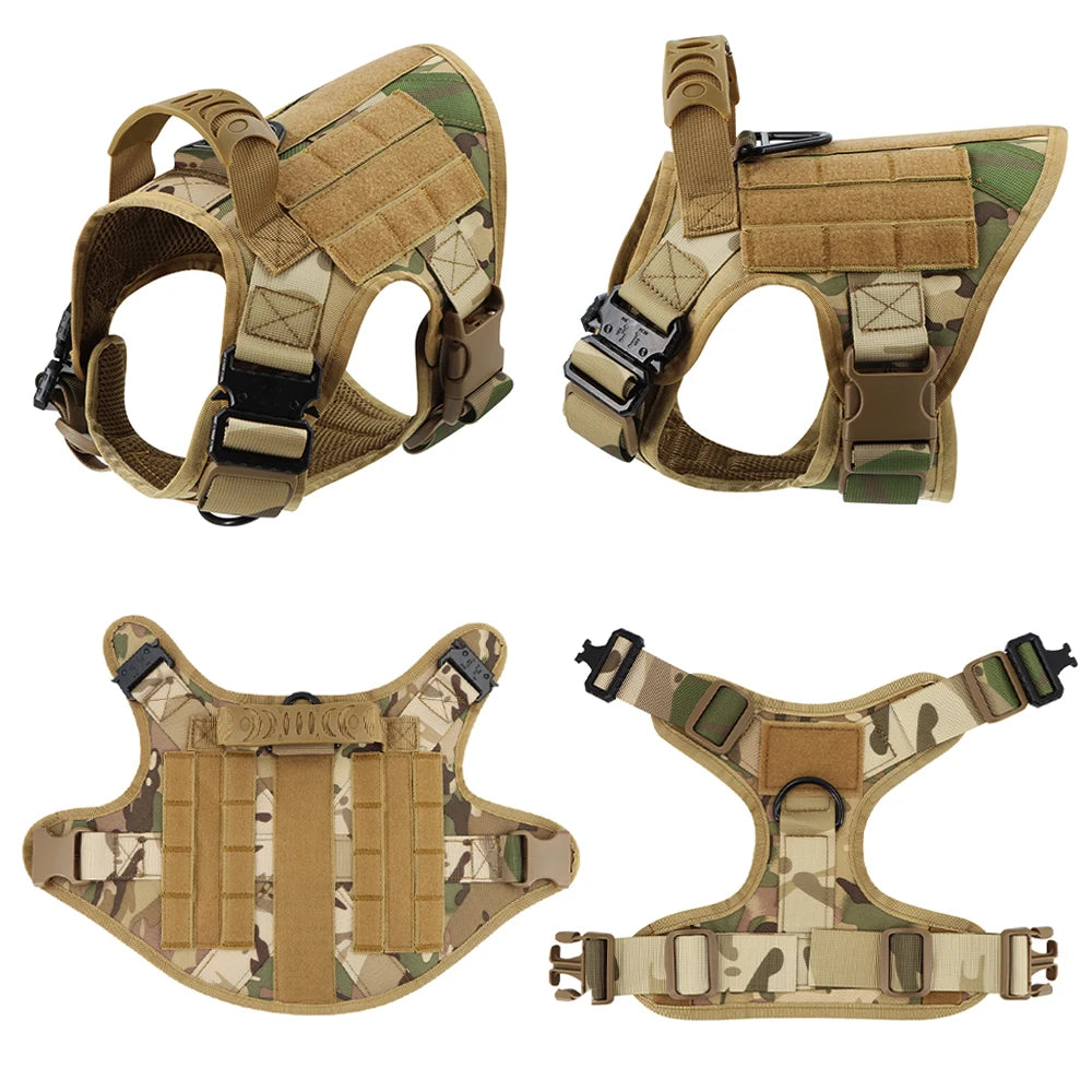 Petravel Tactical Dog Harness Leash Set With Quick Release Handle