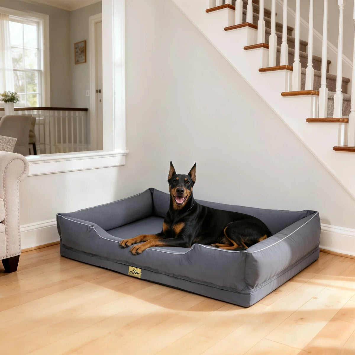 BINGOPAW Orthopedic Dog Bed With Washable Foam Bolster Cushion