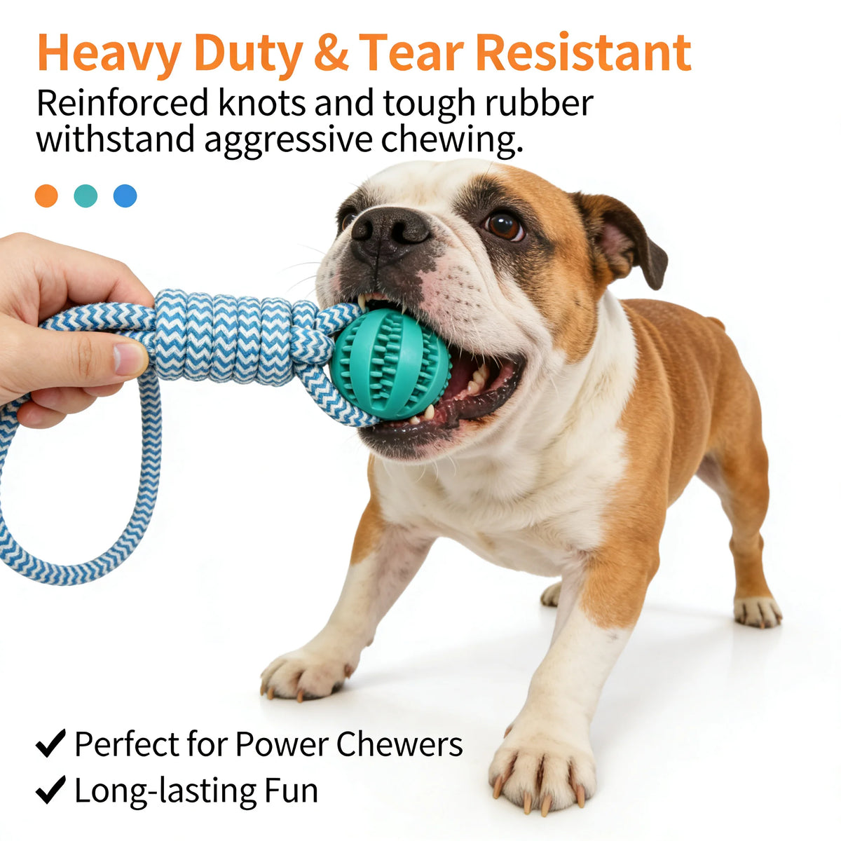 Rubber Dog Chew Toy With Treat Dispenser And Cotton Rope