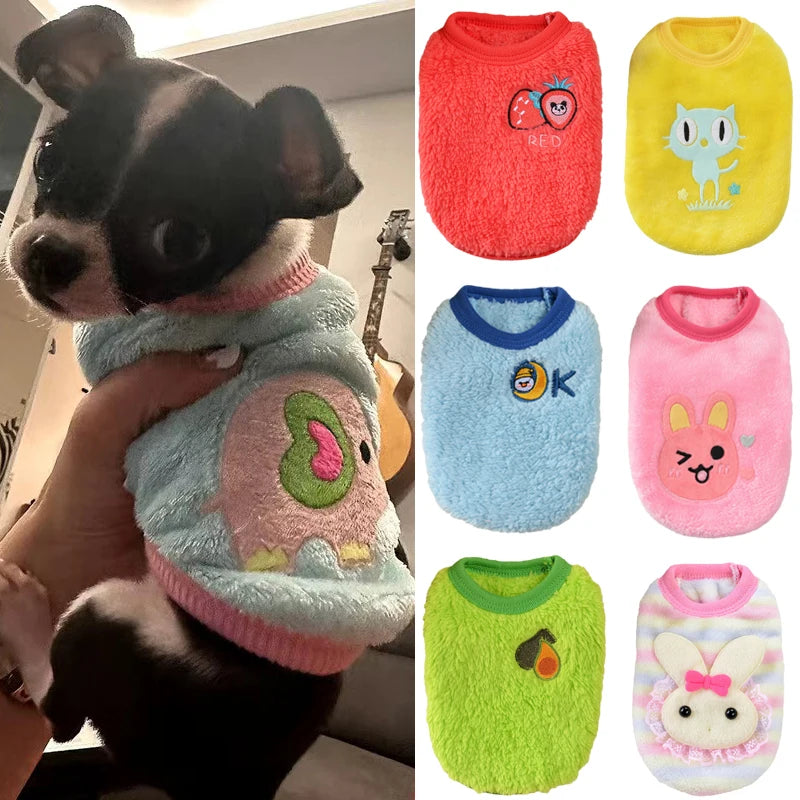 Warm Fleece Dog Sweater Featuring Cute Print For Pets