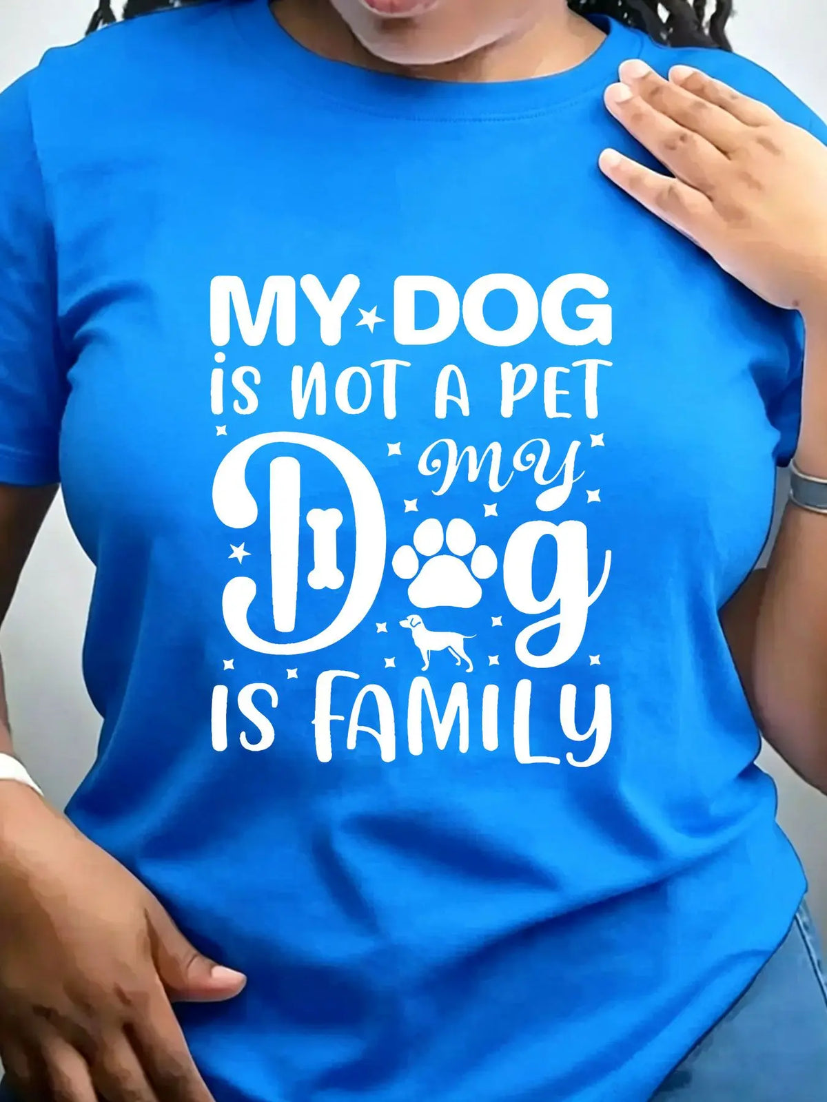 Women's My Dog Is Family Graphic Crew Neck Casual Tee