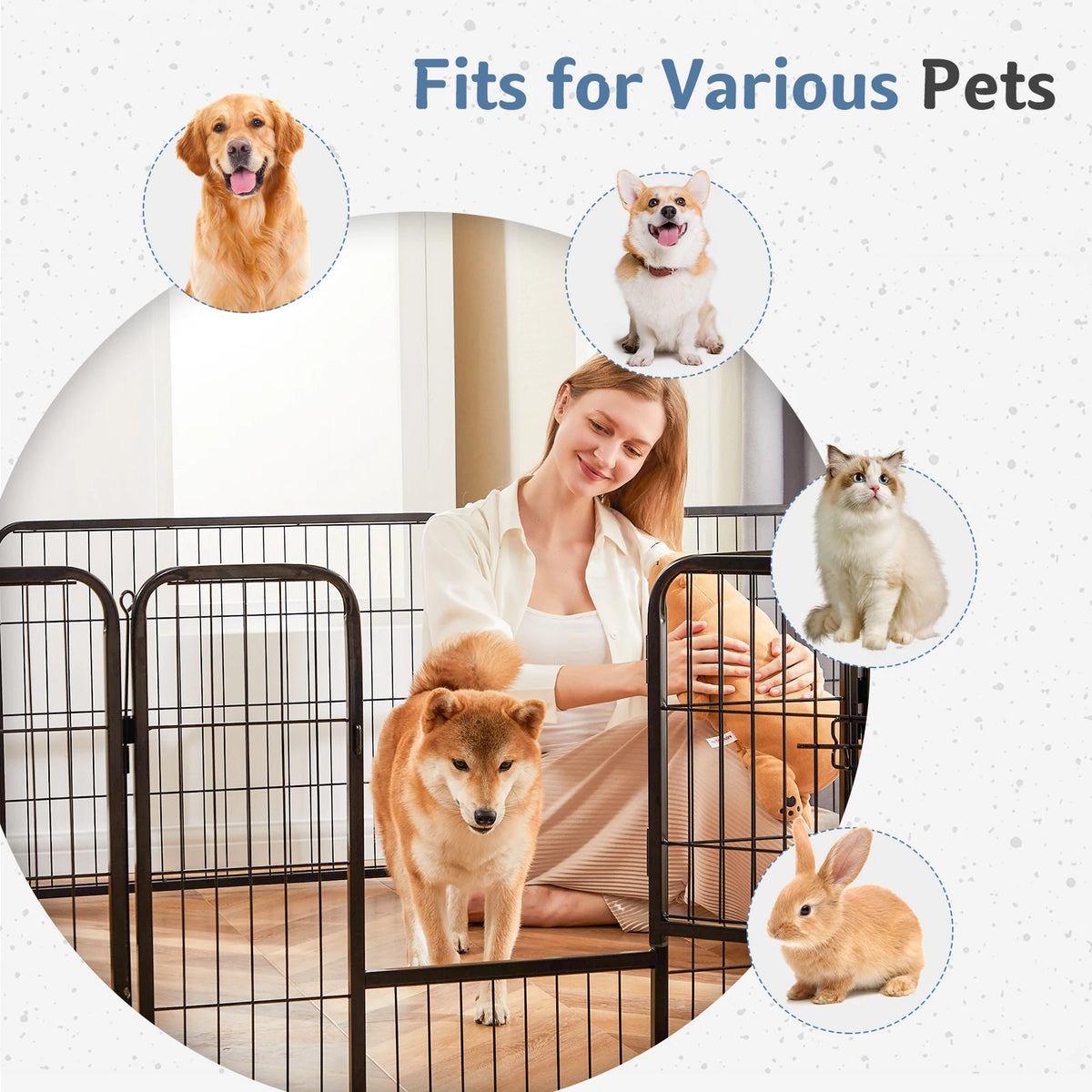 JHK Foldable Metal Dog Playpen For Pets And Puppies