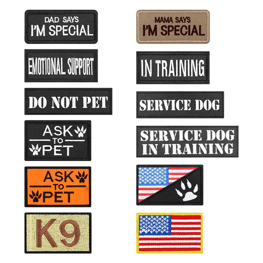 Personalized Tactical Dog Vest Harness Name ID Patch Set