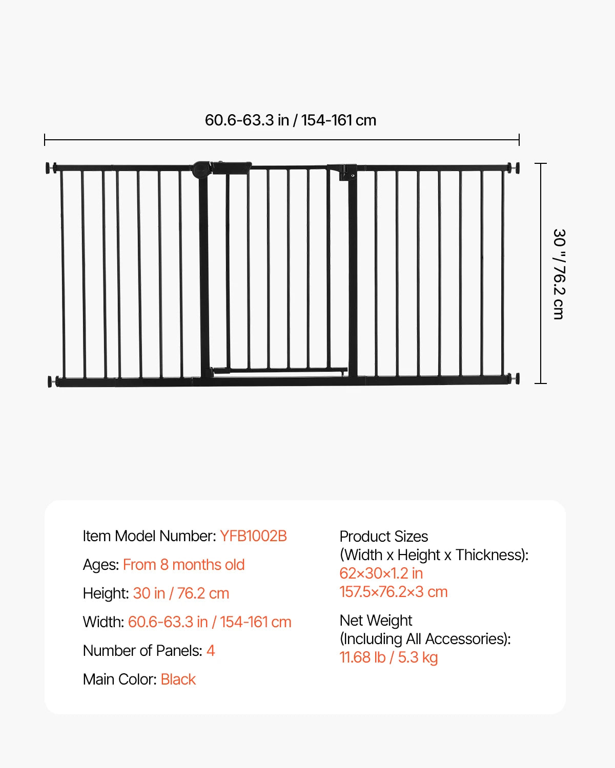 SucceBuy Pressure Mount Walk Thru Baby And Dog Safety Gate
