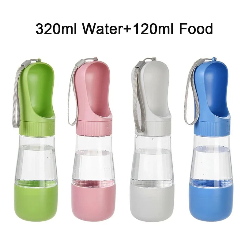Portable Dog Water Bottle Dual Food Container Travel Dispenser