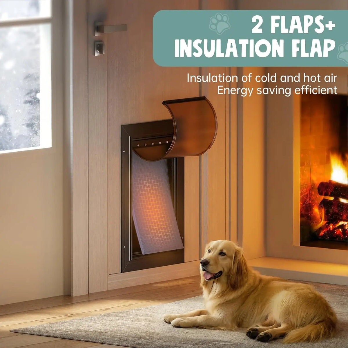 Heavy Duty Aluminum Dog Door With Insulated Triple Flap Design