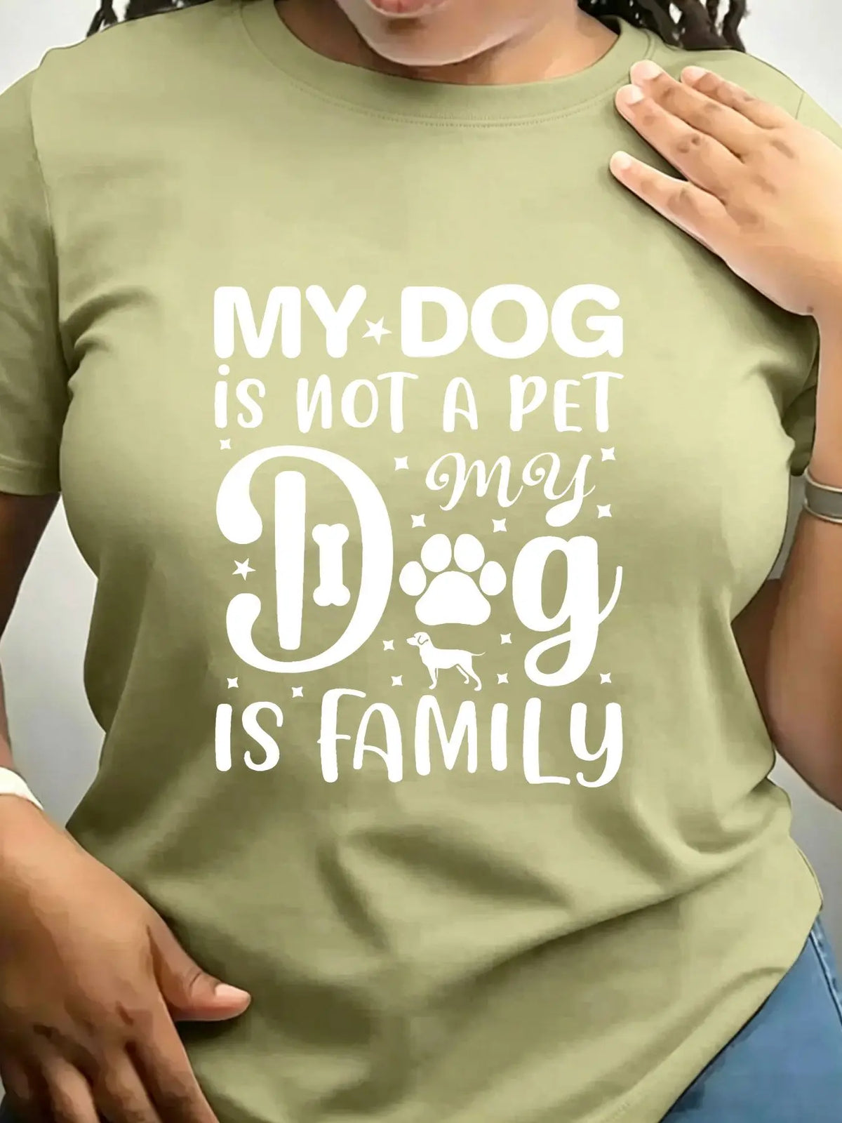 Women's My Dog Is Family Graphic Crew Neck Casual Tee