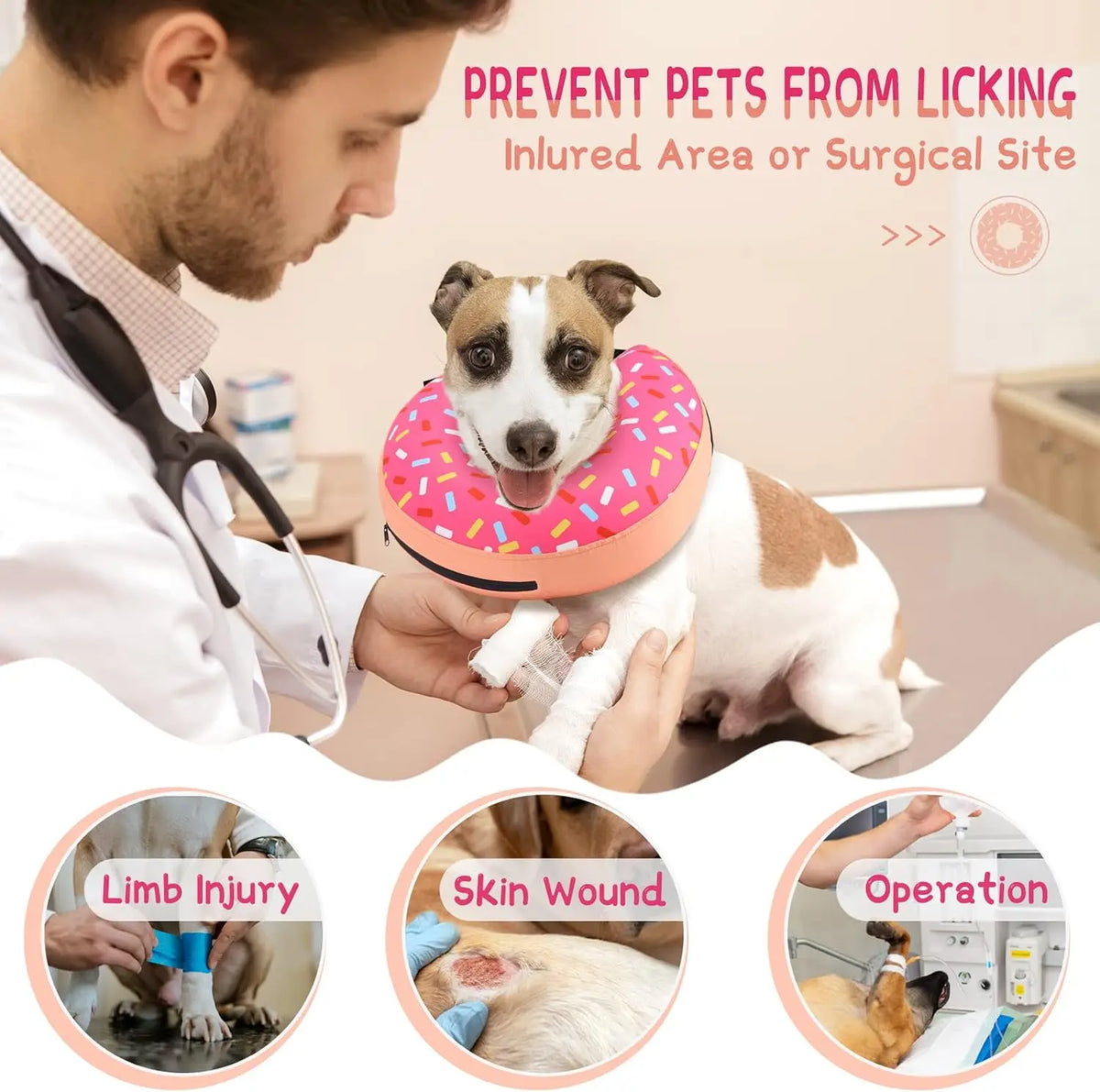 Inflatable Soft Donut Collar For Post Surgery Dog Recovery