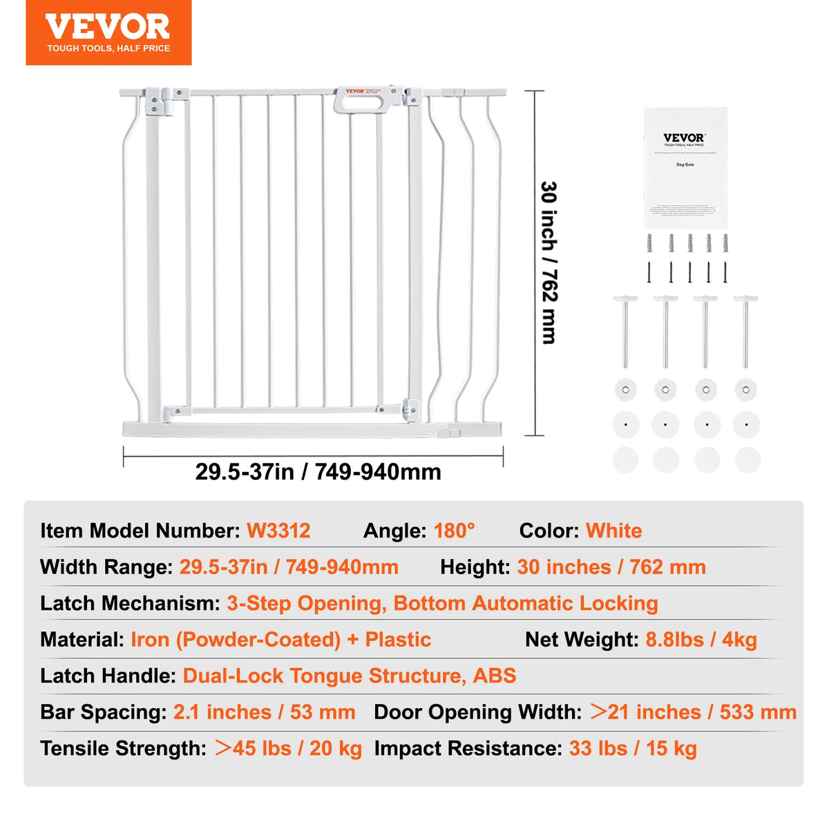 SucceBuy Pressure Mount Walk Thru Baby And Dog Safety Gate