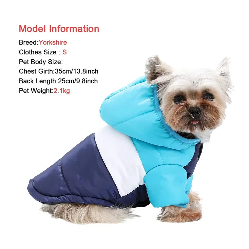 Winter Hooded Dog Coat With Warm Padding And Leash Hole