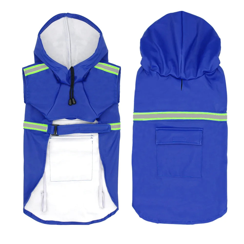 Reflective Hooded Dog Raincoat Cape Windproof Waterproof Pet Poncho