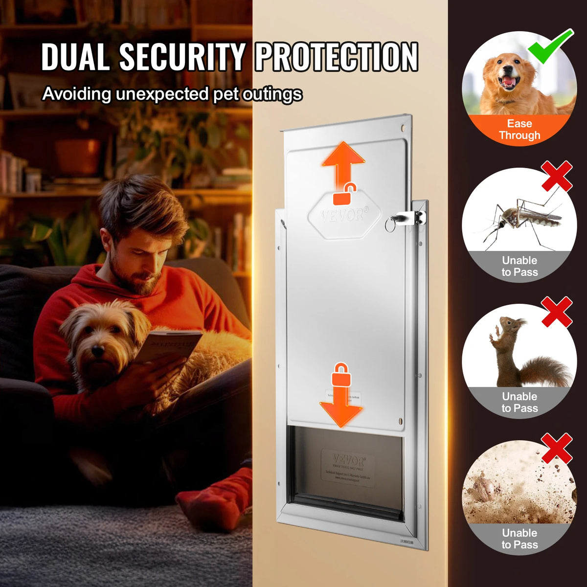 Premium Aluminum Pet Door With Secure Lock And Weatherproof Flap