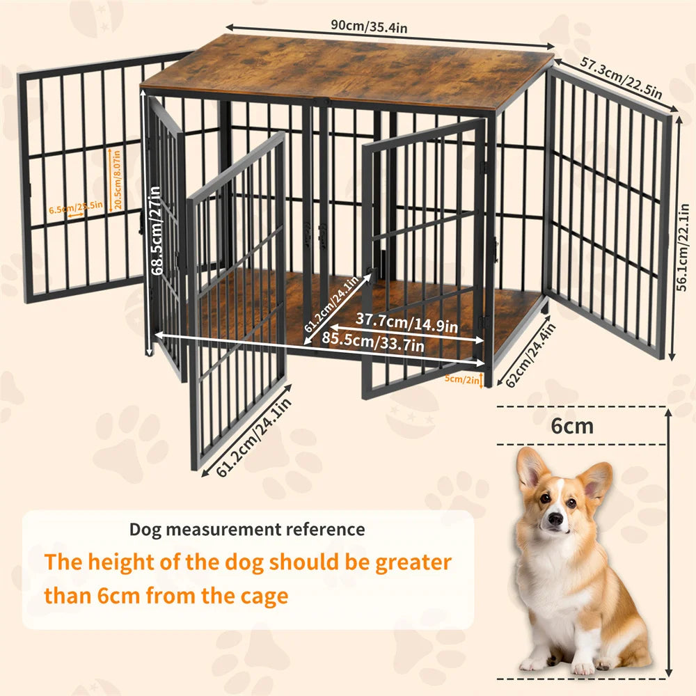 Borwart Furniture Style Dog Crate With Removable Divider And Doors