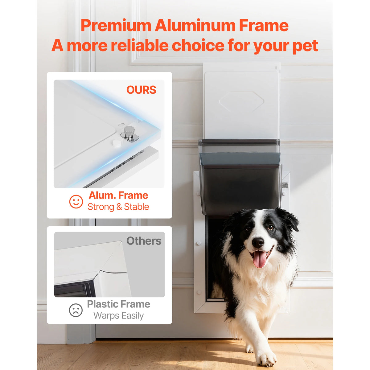 SucceBuy Weatherproof Metal Pet Door With Dual Magnetic Flaps