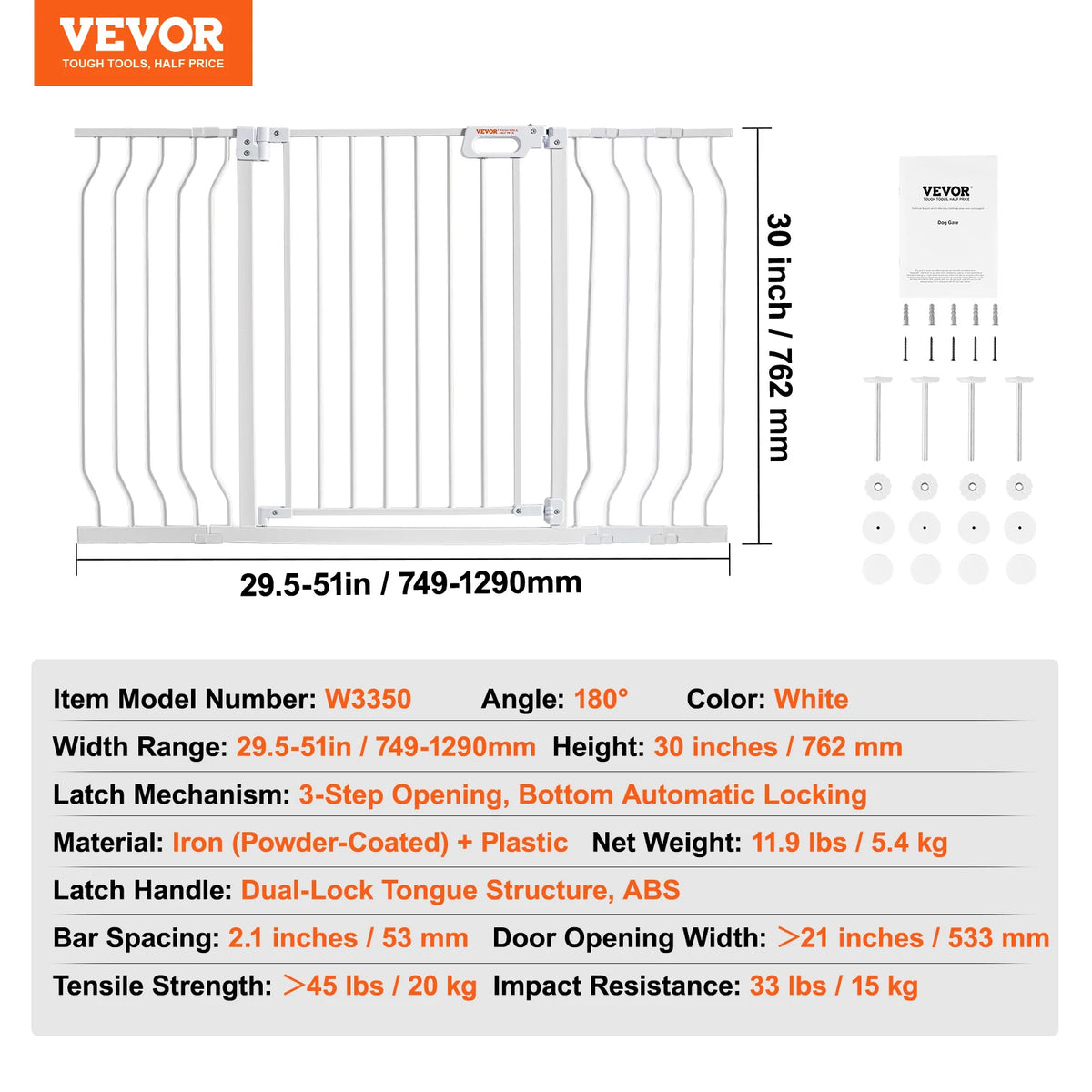 SucceBuy Pressure Mount Walk Thru Baby And Dog Safety Gate