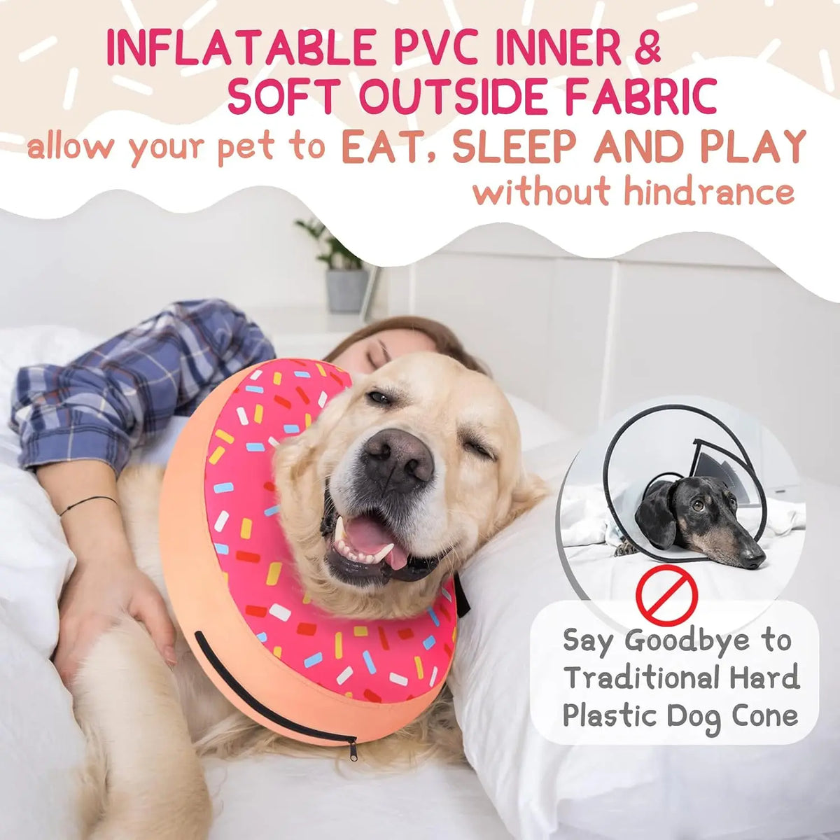 Inflatable Soft Donut Collar For Post Surgery Dog Recovery
