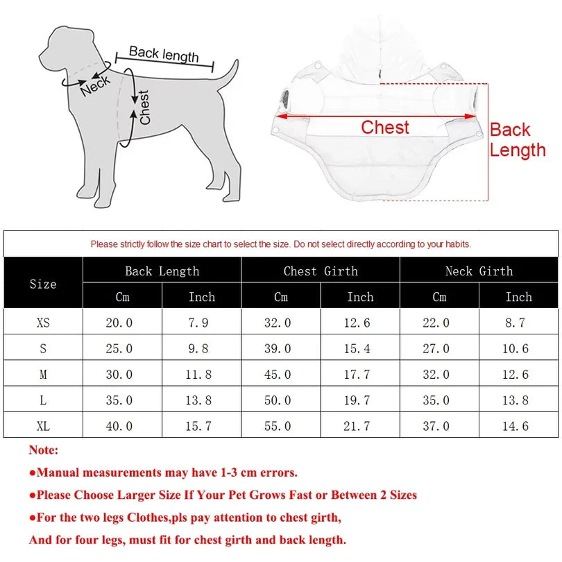 Winter Hooded Dog Coat With Warm Padding And Leash Hole