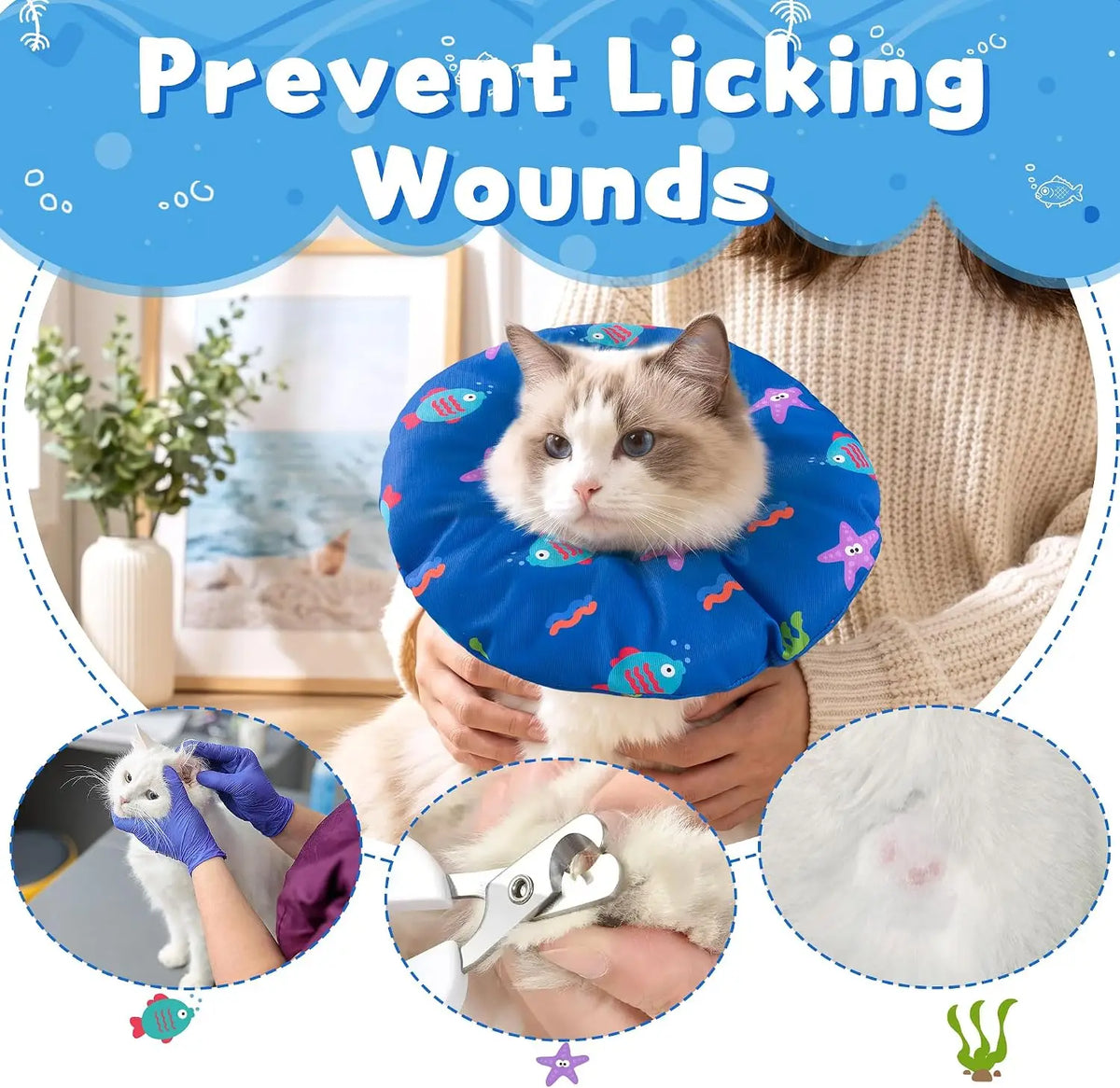 Soft Waterproof Cat Recovery Collar for Post Surgery Healing Support