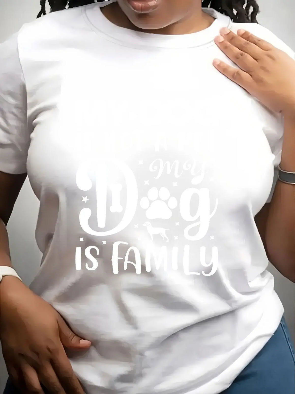 Women's My Dog Is Family Graphic Crew Neck Casual Tee