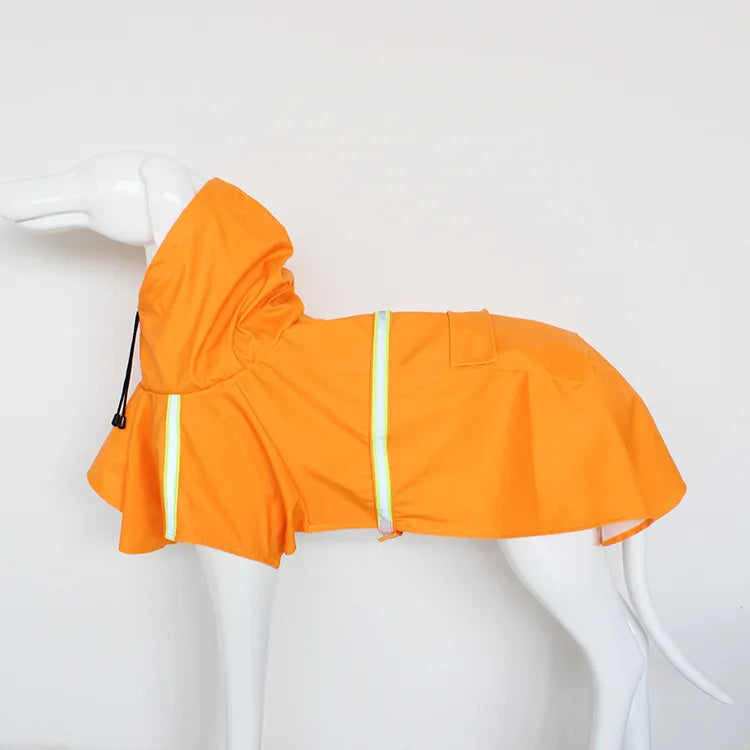 Reflective Hooded Dog Raincoat Cape Windproof Waterproof Pet Poncho