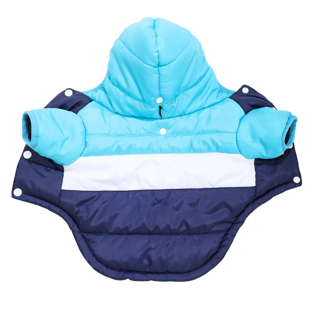 Winter Hooded Dog Coat With Warm Padding And Leash Hole