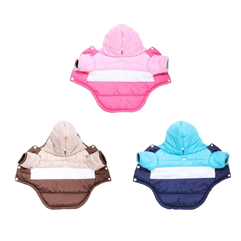Winter Hooded Dog Coat With Warm Padding And Leash Hole
