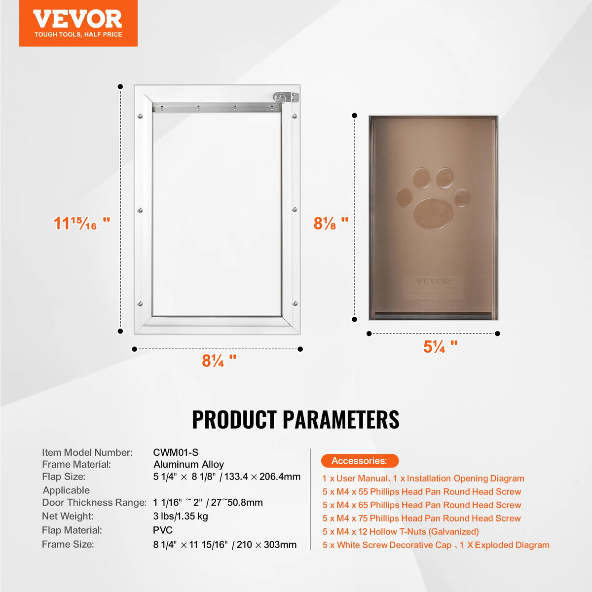 Premium Aluminum Pet Door With Secure Lock And Weatherproof Flap
