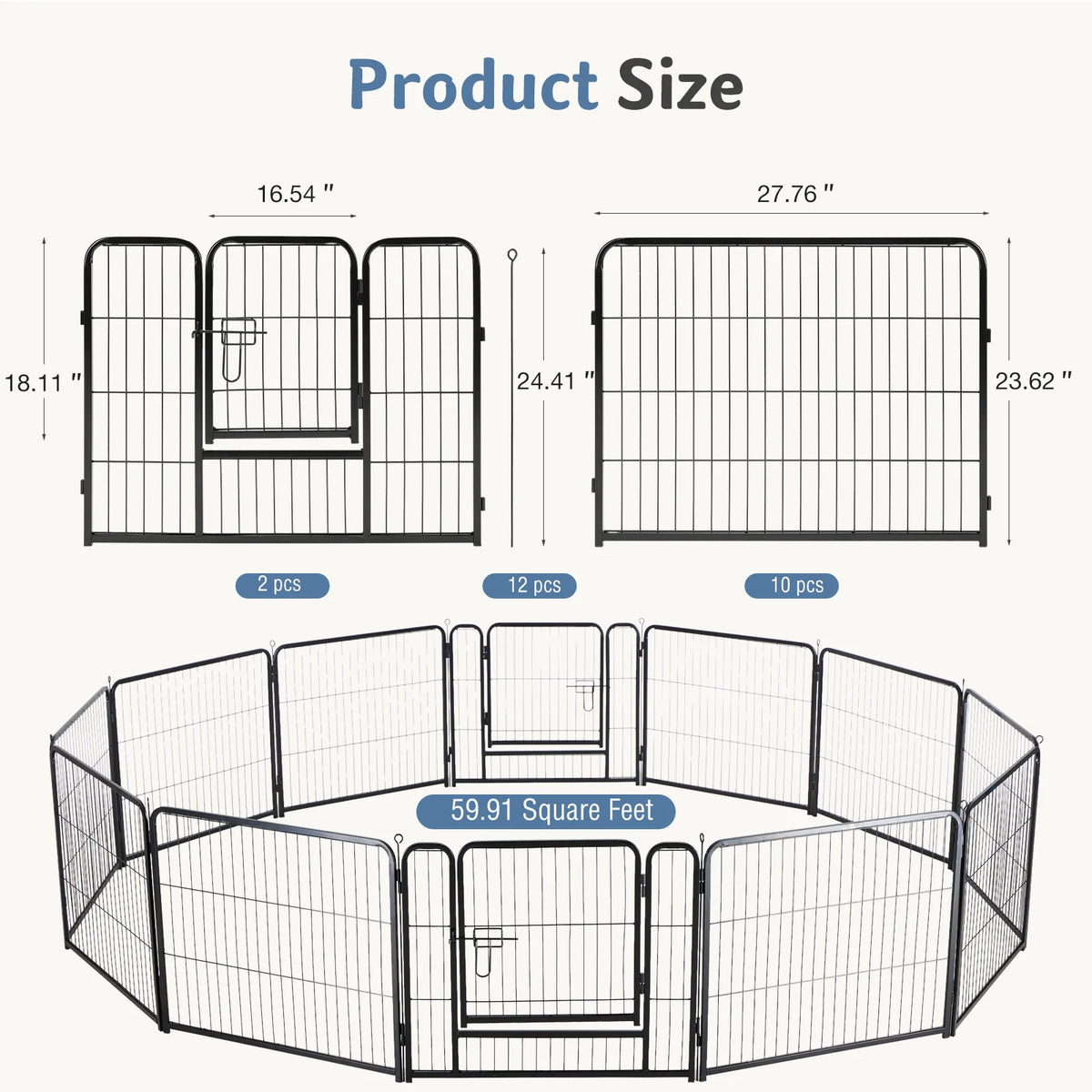 JHK Foldable Metal Dog Playpen For Pets And Puppies