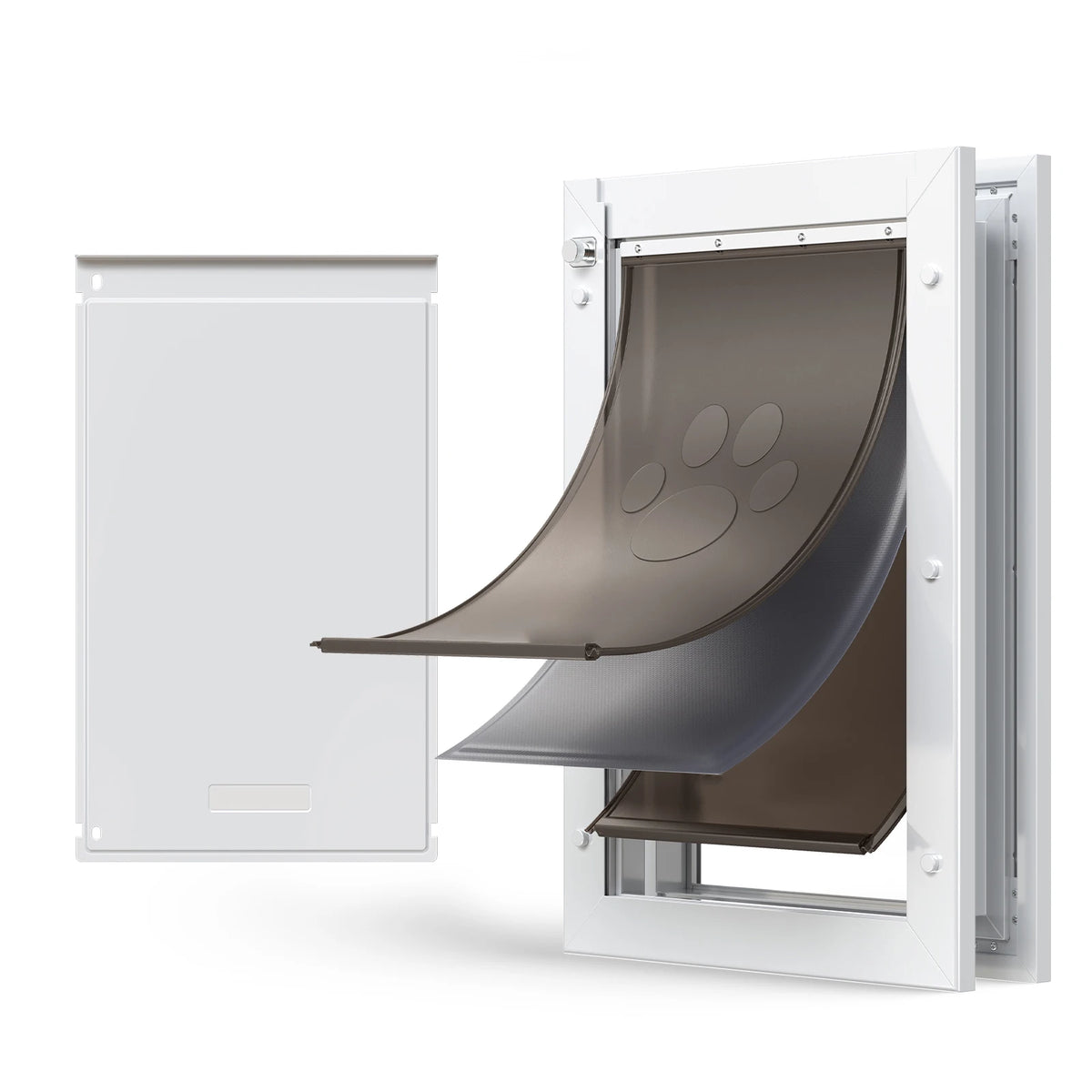 SucceBuy Weatherproof Metal Pet Door With Dual Magnetic Flaps