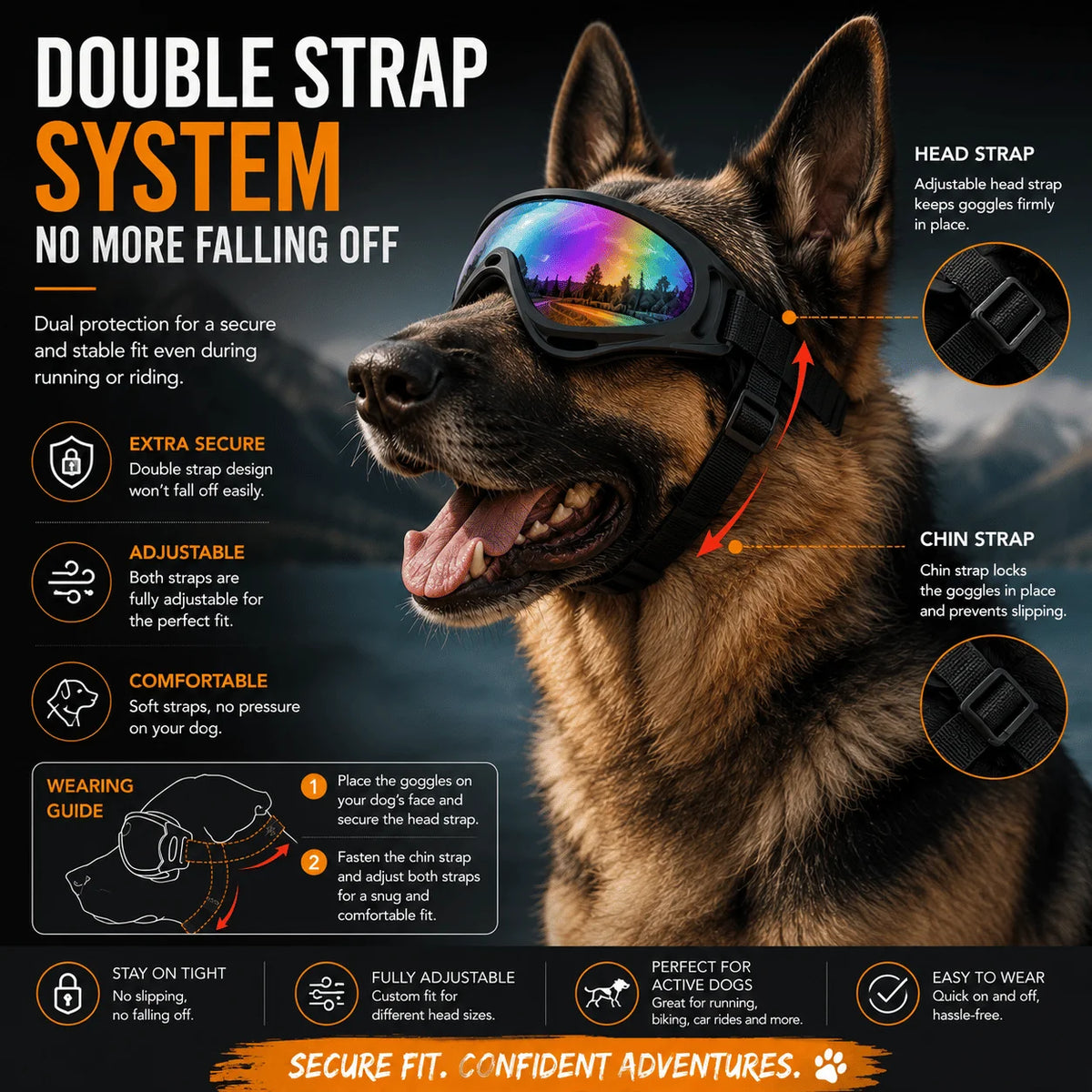 Adjustable Dog Sunglasses With Anti UV Wind And Dust Protection