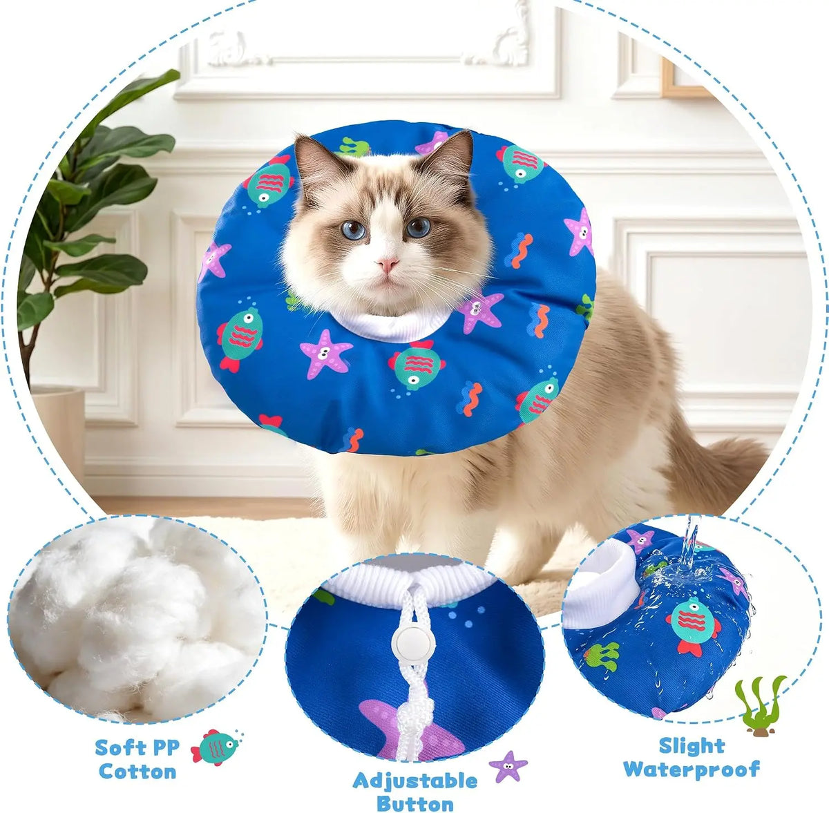 Soft Waterproof Cat Recovery Collar for Post Surgery Healing Support