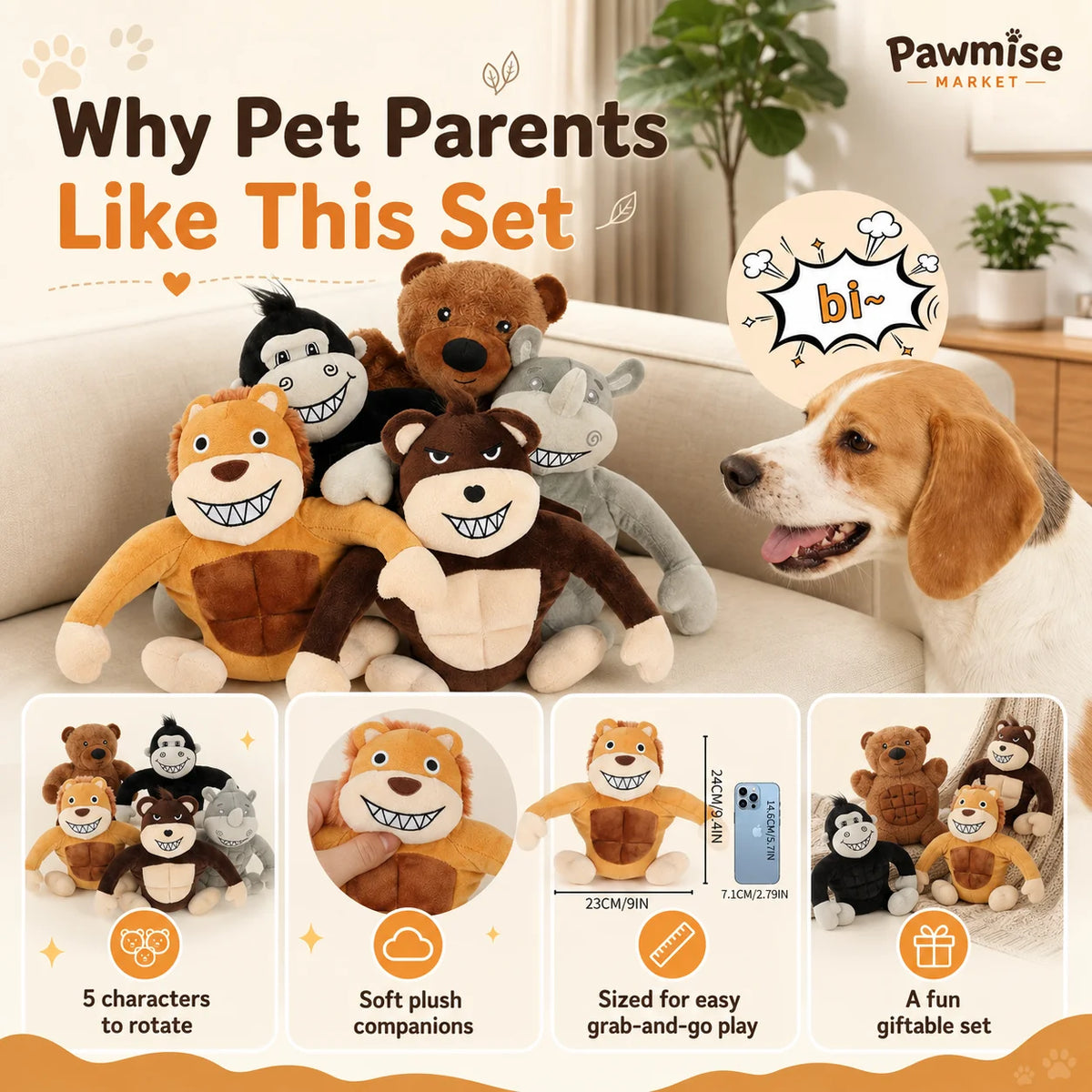 Premium Plush Squeaky Pet Toy Set For Dogs And Cats