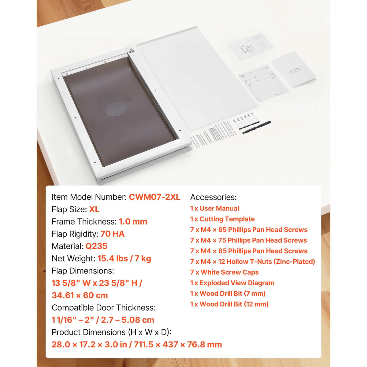 SucceBuy Weatherproof Metal Pet Door With Dual Magnetic Flaps