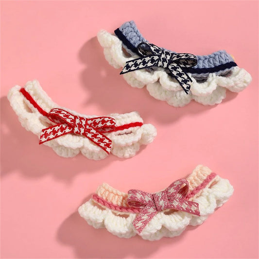 Adjustable Pet Saliva Towel Collar With Decorative Bow