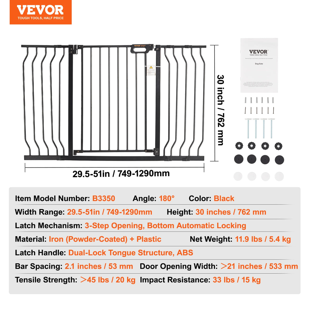 SucceBuy Pressure Mount Walk Thru Baby And Dog Safety Gate
