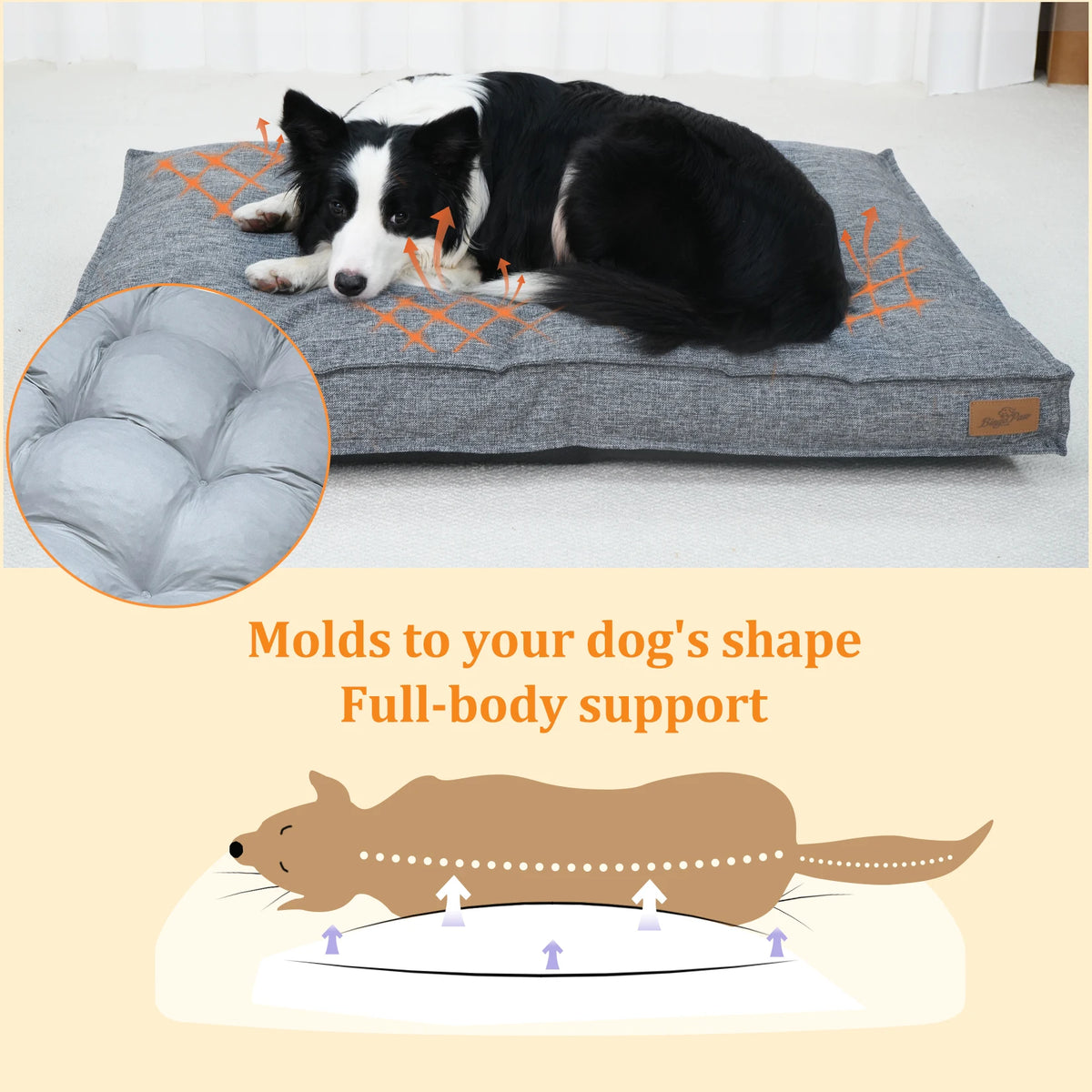 Borwart Removable Cover Calming Dog Bed With Waterproof Lining