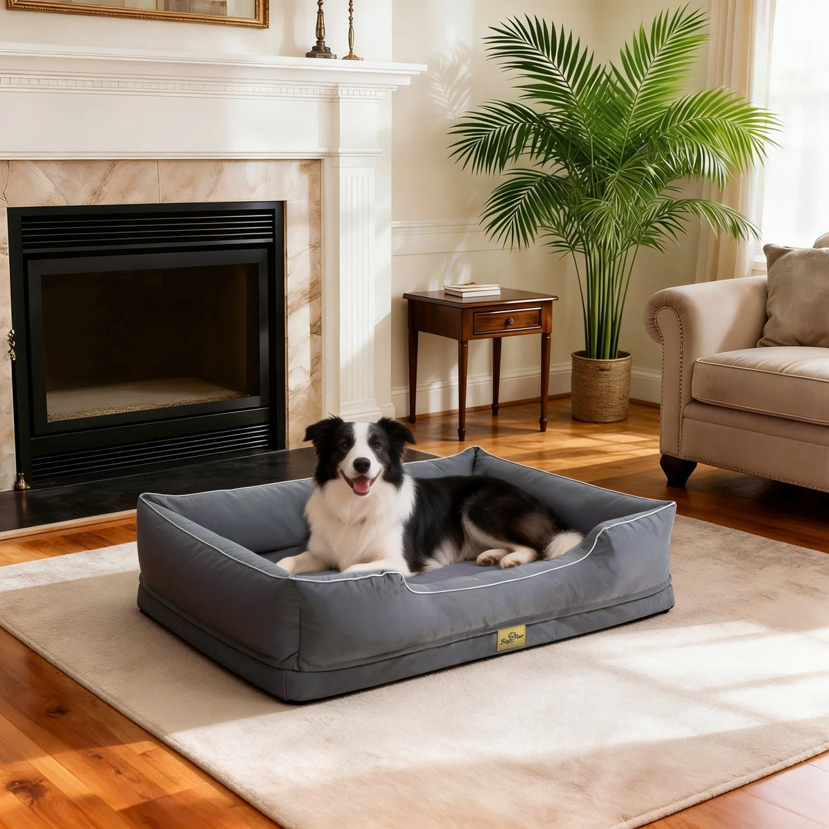BINGOPAW Orthopedic Dog Bed With Washable Foam Bolster Cushion
